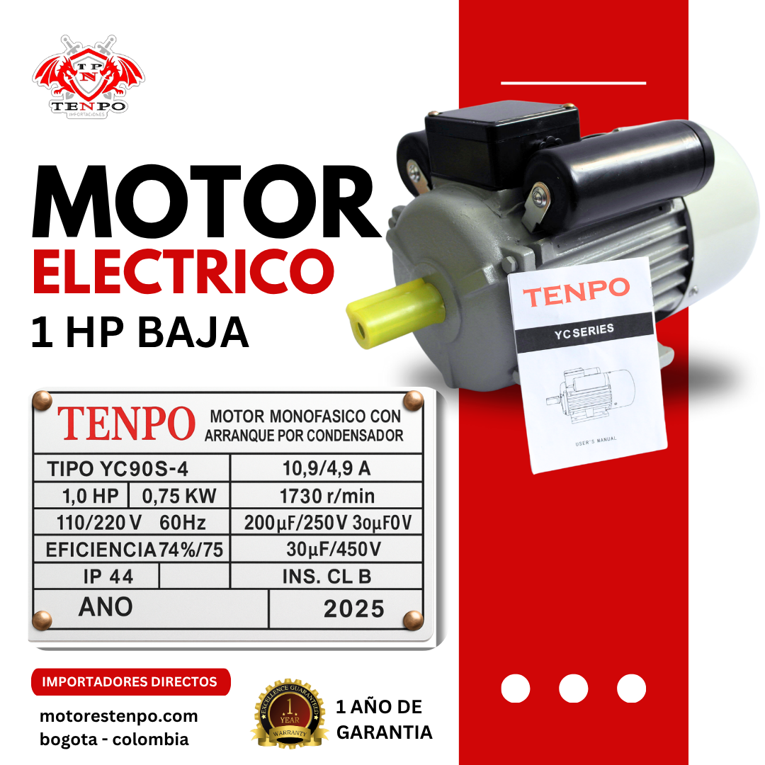 Motor eléctrico 1 HP baja Tenpo