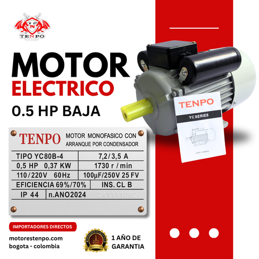 Motor eléctrico 0.5 HP baja Tenpo